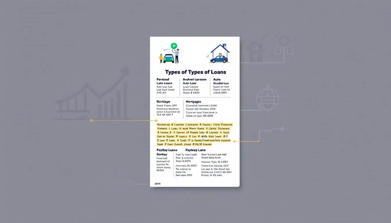 The image illustrates various loan types available for homebuyers, including conventional loans, FHA loans, and VA loans, highlighting the importance of understanding mortgage options during the home buying process. It also emphasizes factors like down payment amounts, interest rates, and the role of mortgage lenders in securing the right loan for a property purchase.