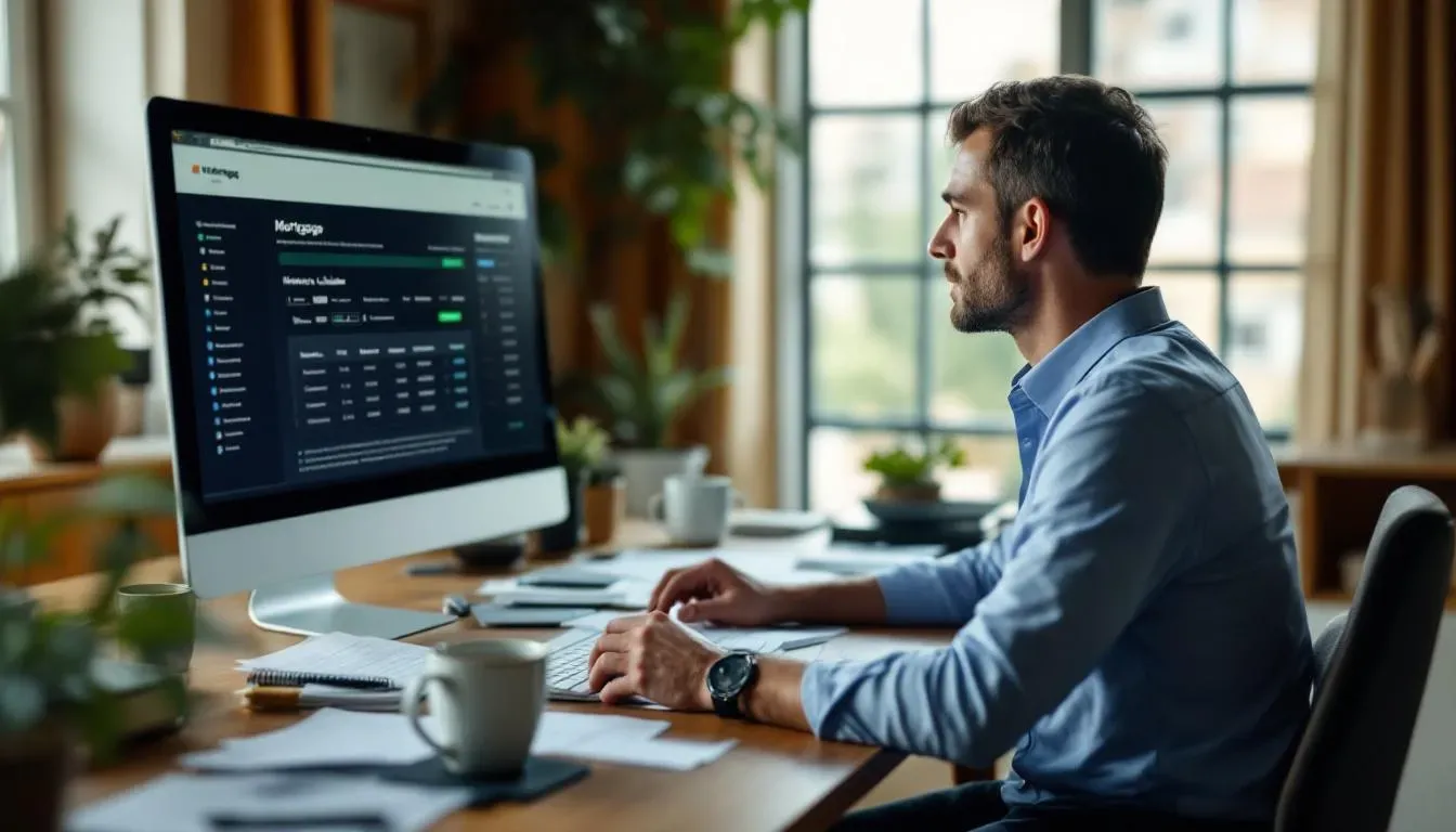 An image depicting a home mortgage scenario, featuring a family discussing their credit scores and credit history with a lender. The scene emphasizes the importance of good credit management and responsible credit behavior in securing favorable mortgage terms.