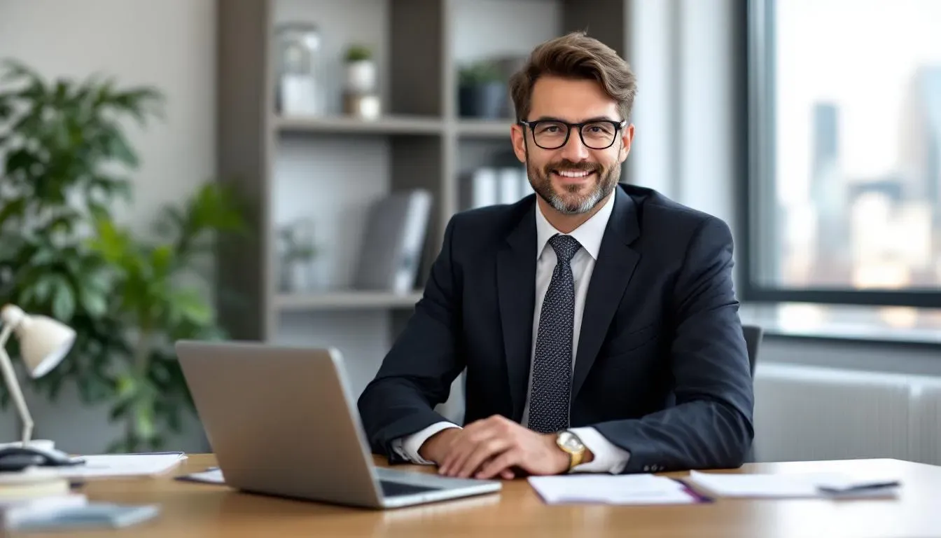 A mortgage loan officer is seated at a desk, reviewing documents and discussing financial options with a client. The officer emphasizes the importance of understanding the debt to income ratio, which compares monthly debt payments to gross monthly income, to ensure the client can manage their mortgage payments effectively.