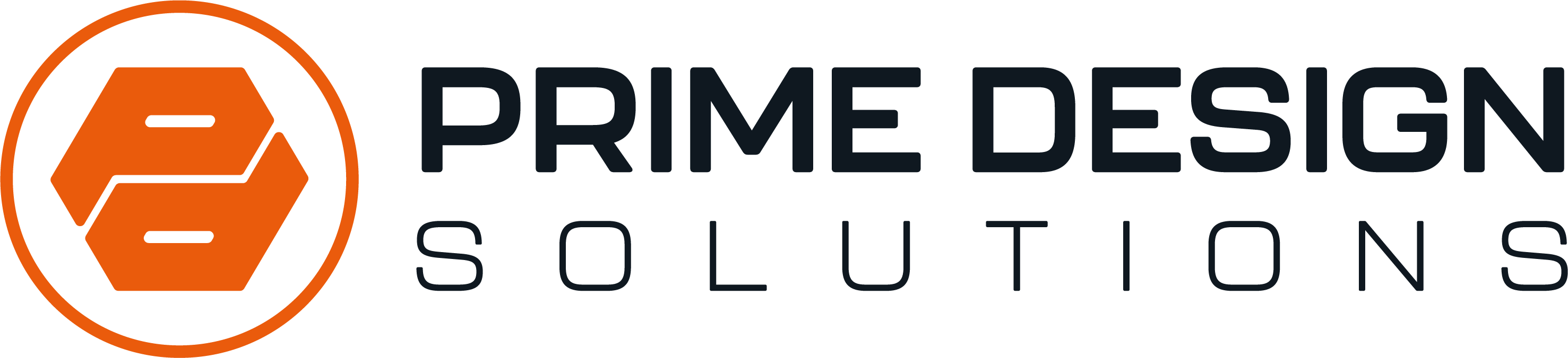 Round orange logo with P and D in the centre with Prime Design Solutions to the side.