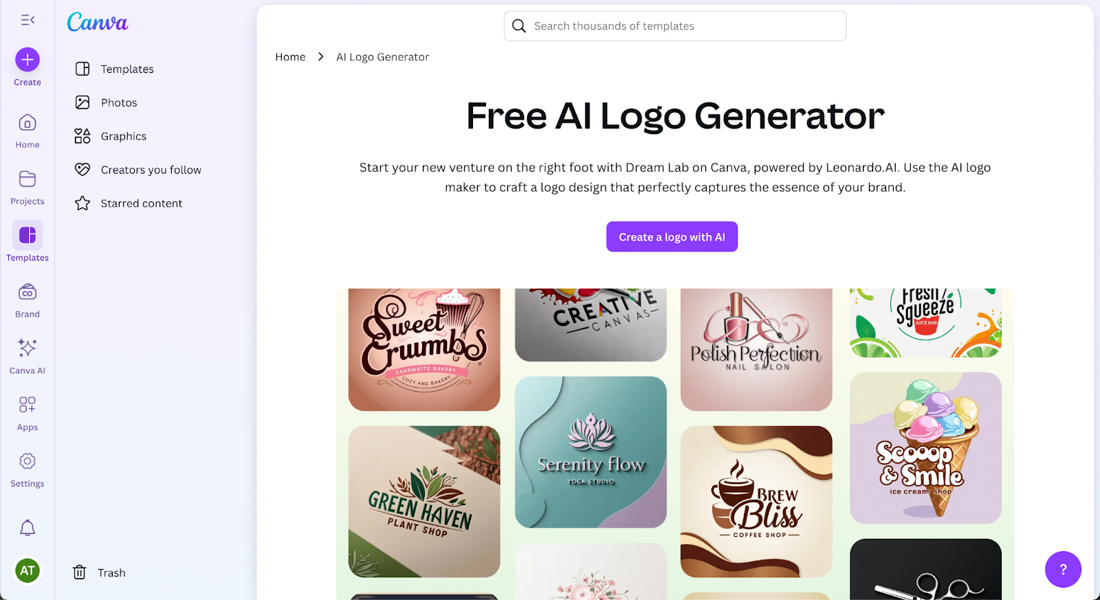 Canva's AI logo generator Canva's AI logo generator
