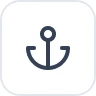 Simple black anchor icon with rounded edges on white background.