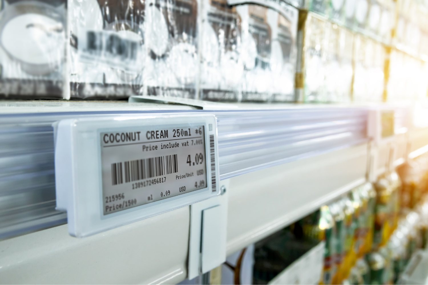 Photo of a grocery store using electronic shelf labeling in their retail store