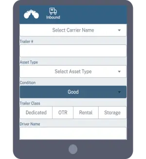 Example of a yard driver in-cab tablet screen.