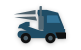 A small blue yard hostler truck