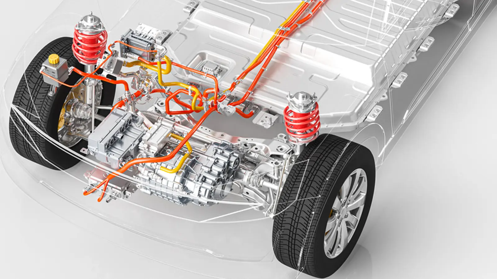 a zoomed in breakdown of interior electrical cords of an EV