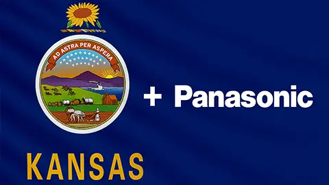 Bandera de Kansas y logotipo de Panasonic