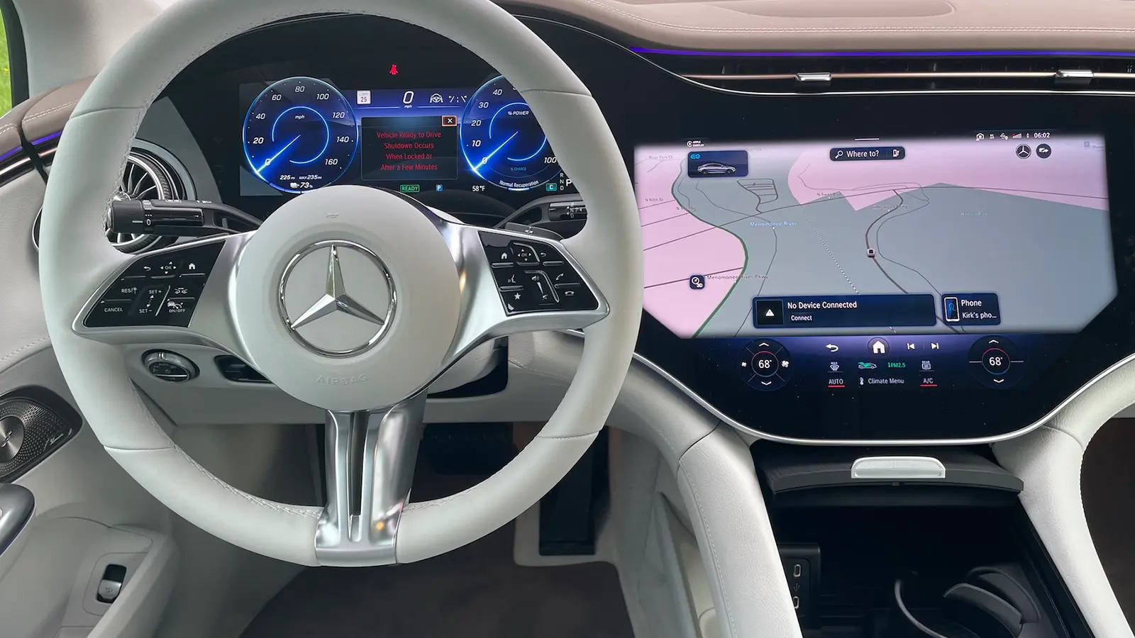 A 2025 Mercedes-Benz EQE 500 drivers dashboard
