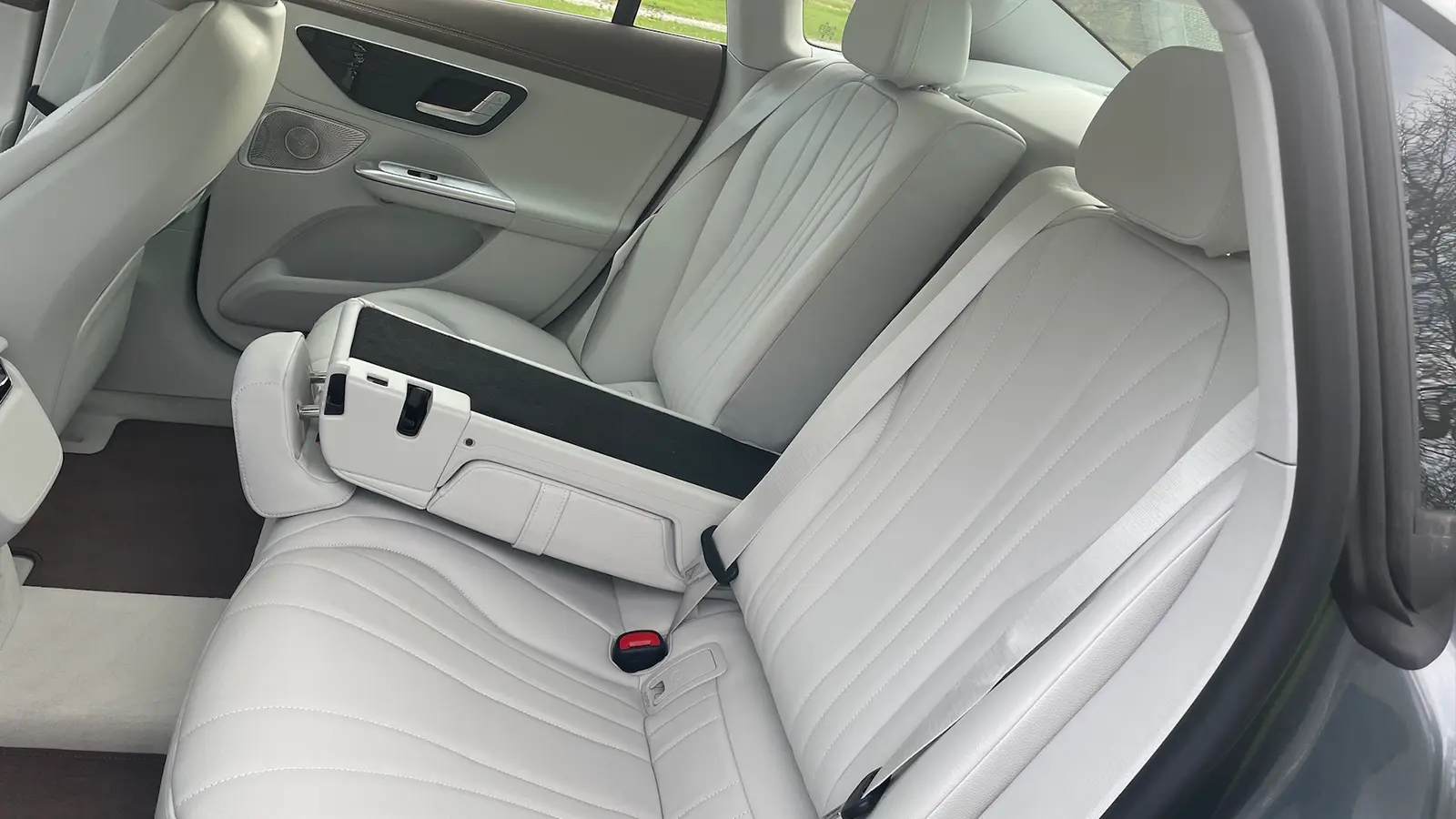 A 2025 Mercedes-Benz EQE 500 rear seats view