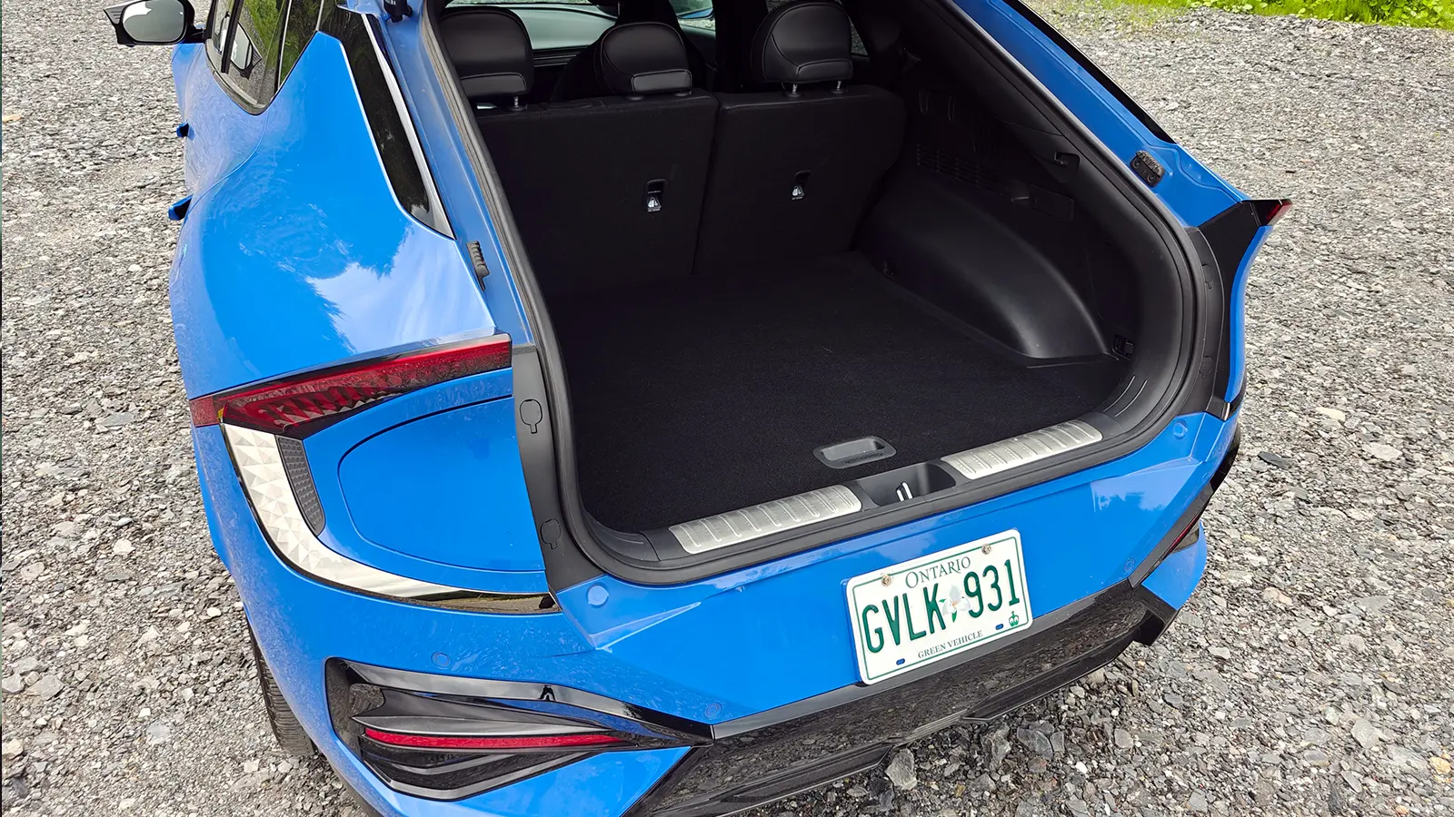 A blue Kia EV6 GT review cargo space