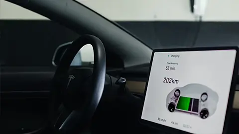 An EV charging dashboard in a car