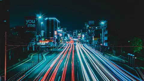 A future EV skyline at night