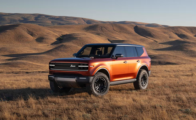 A SUV parked in a field