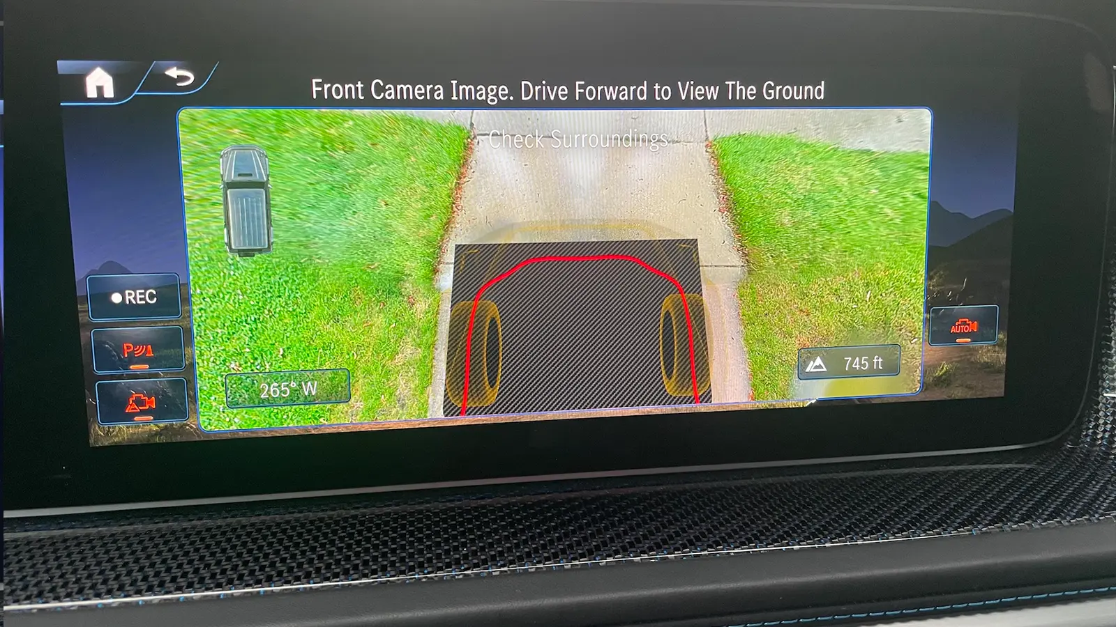 A white 2025 Mercedes Benz G 580 front camera view