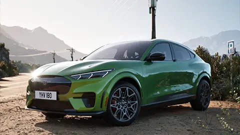 A green 2025 Mustang Mach E 8