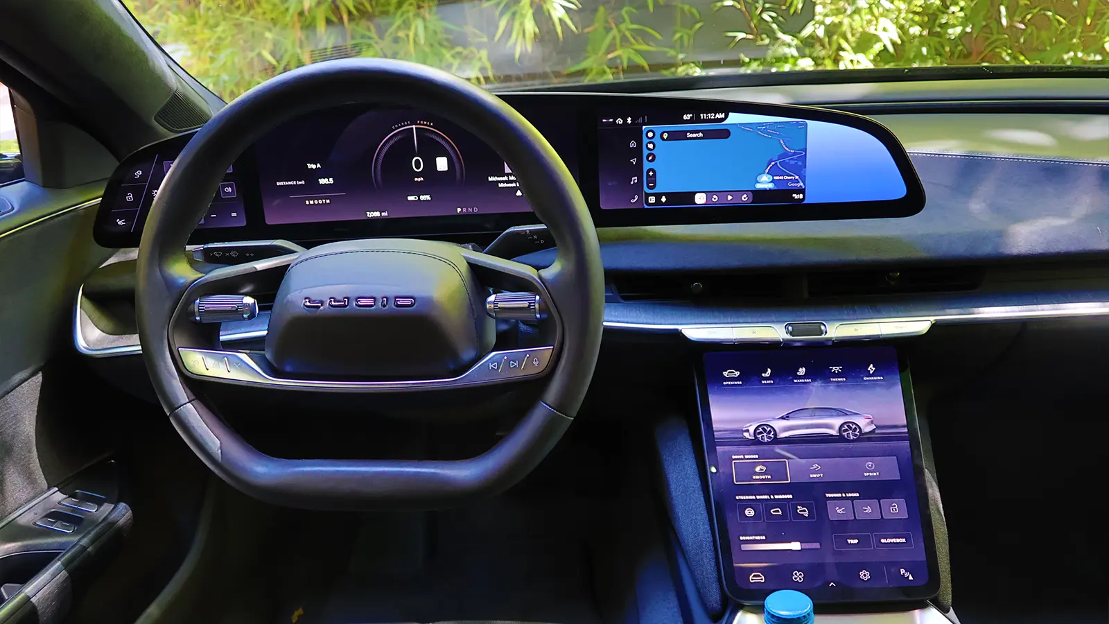 A Black 2025 Lucid Air Grand Touring drivers interior view