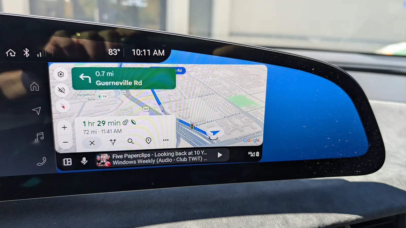 A Black 2025 Lucid Air Grand Touring drivers interior HUD navigation