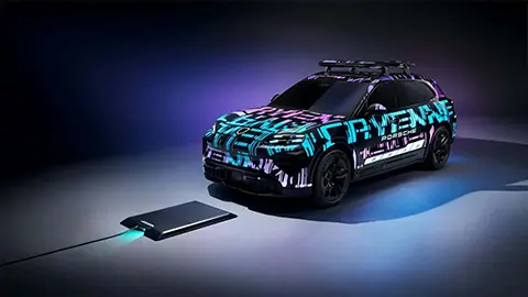 Concepto del vehículo Porsche y carga inalámbrica