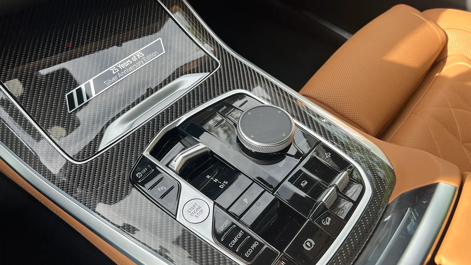 A 2025 BMW X5 console 25 years of X% Silver Anniversary Edition