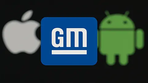 A cover photo with the Apple and Android logo with a GM logo in the middle