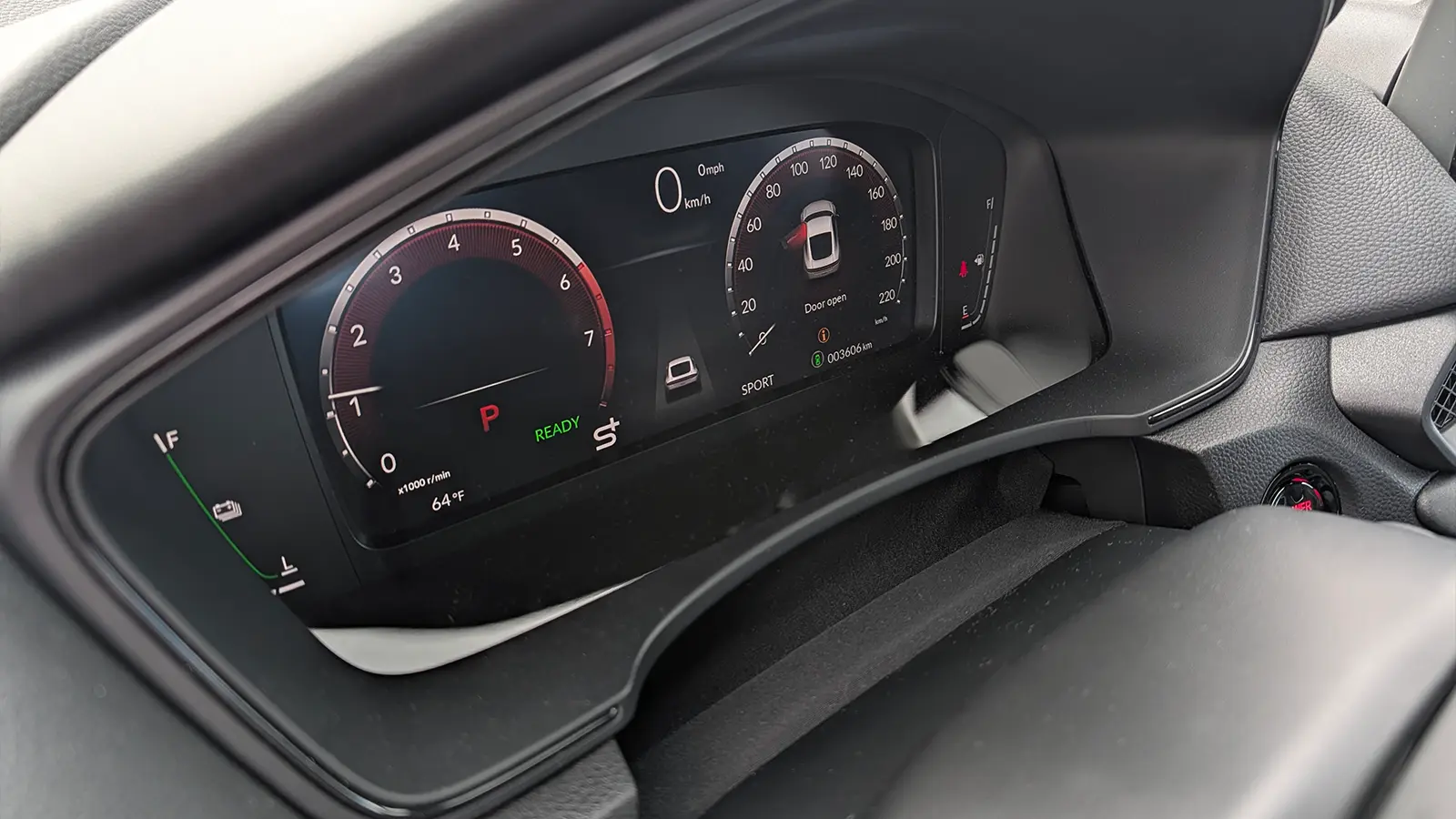 A 2026 Honda Prelude interior driver speedometer close up