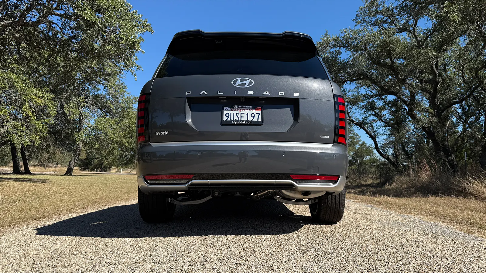 A dark gray 2026 Hyundai Hybrid rear view