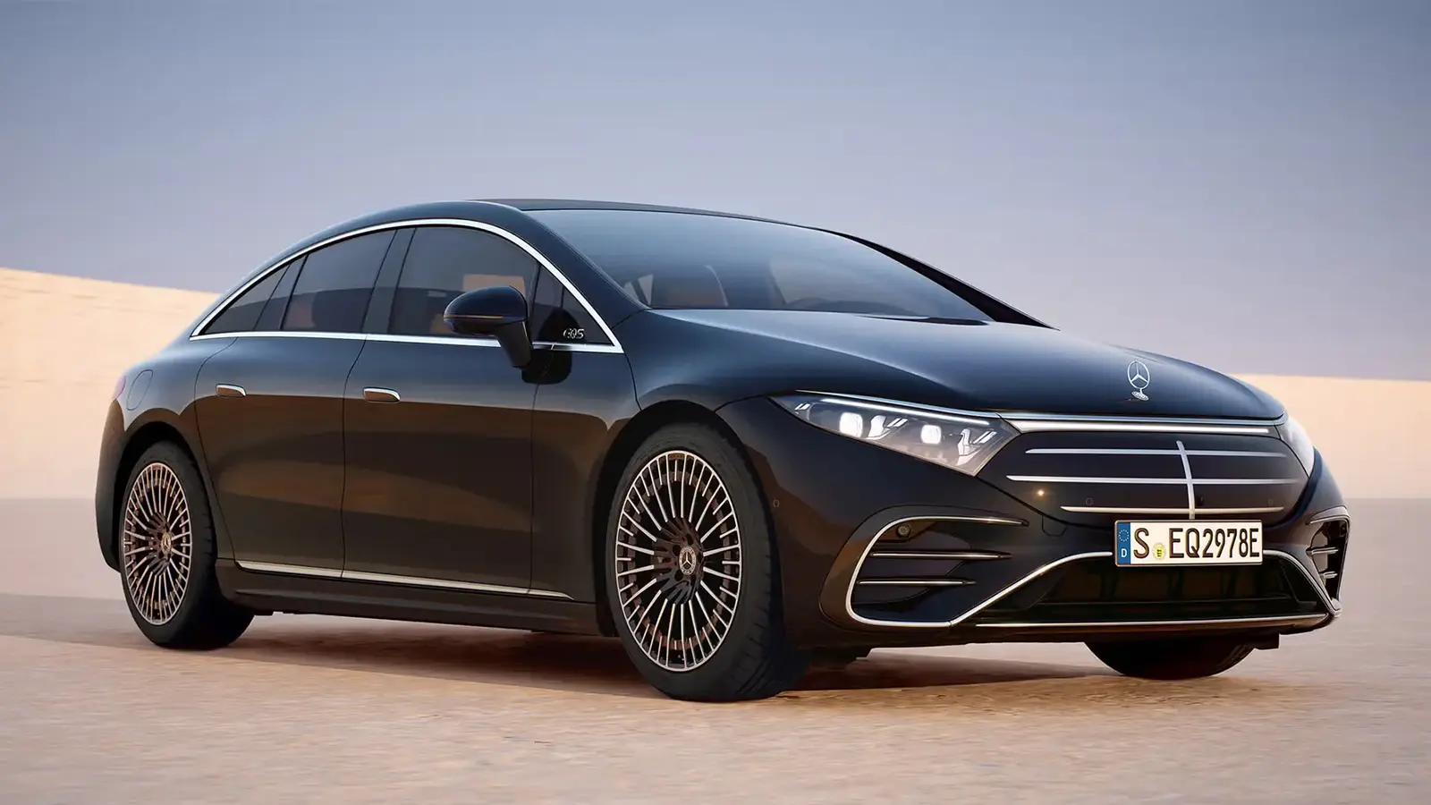 A 2025 black Mercedes-Benz EQS