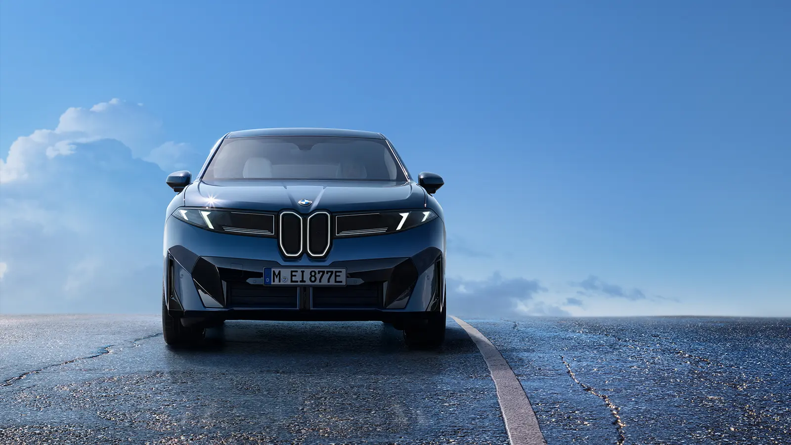 A dark blue BMW iX3 xDrive50