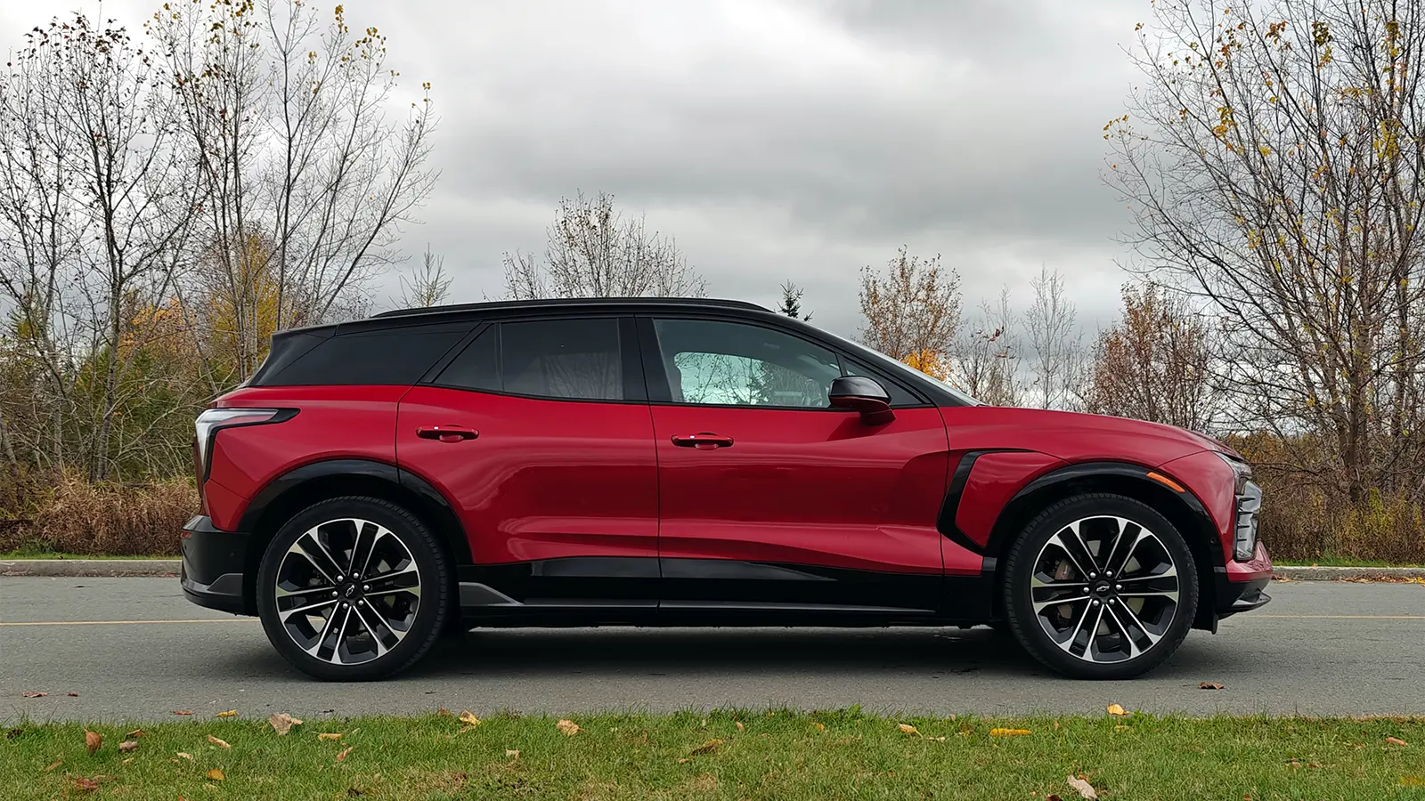 A red 2025 Chevrolet Blazer SS side view