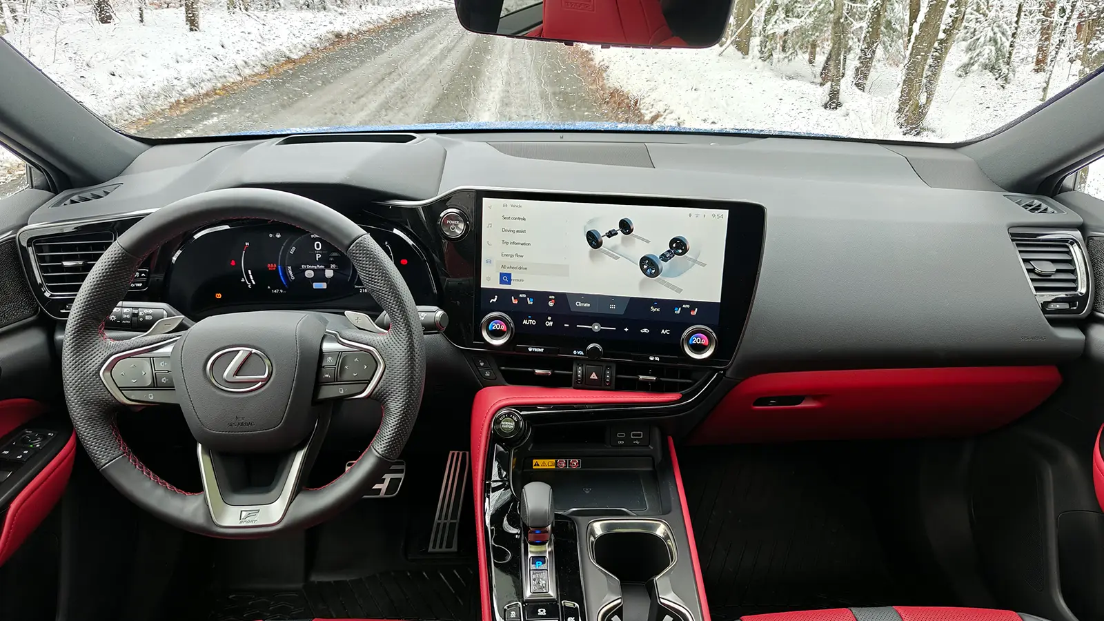 A blue 2026 Lexus NX 350h F Sport driver interior view