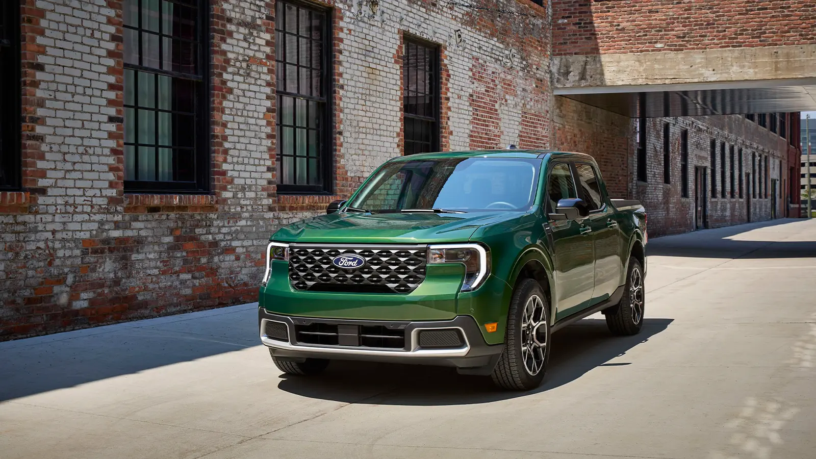 A green Ford Maverick