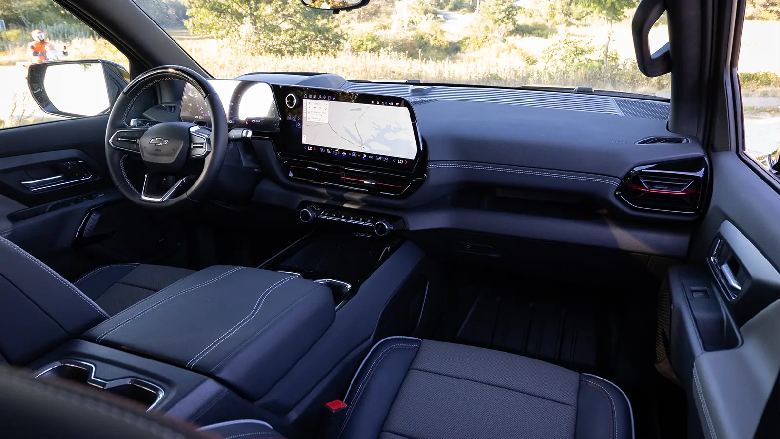 A 2026 Chevrolet Silverado EV trail boss driver interior front view