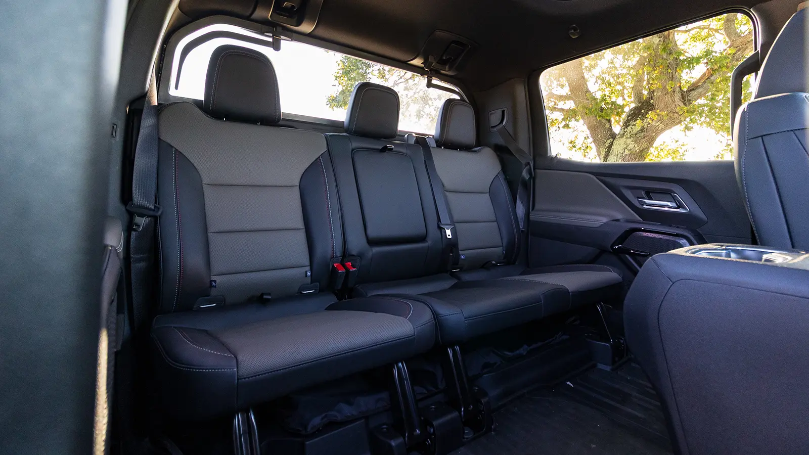 A 2026 Chevrolet Silverado EV trail boss rear seat