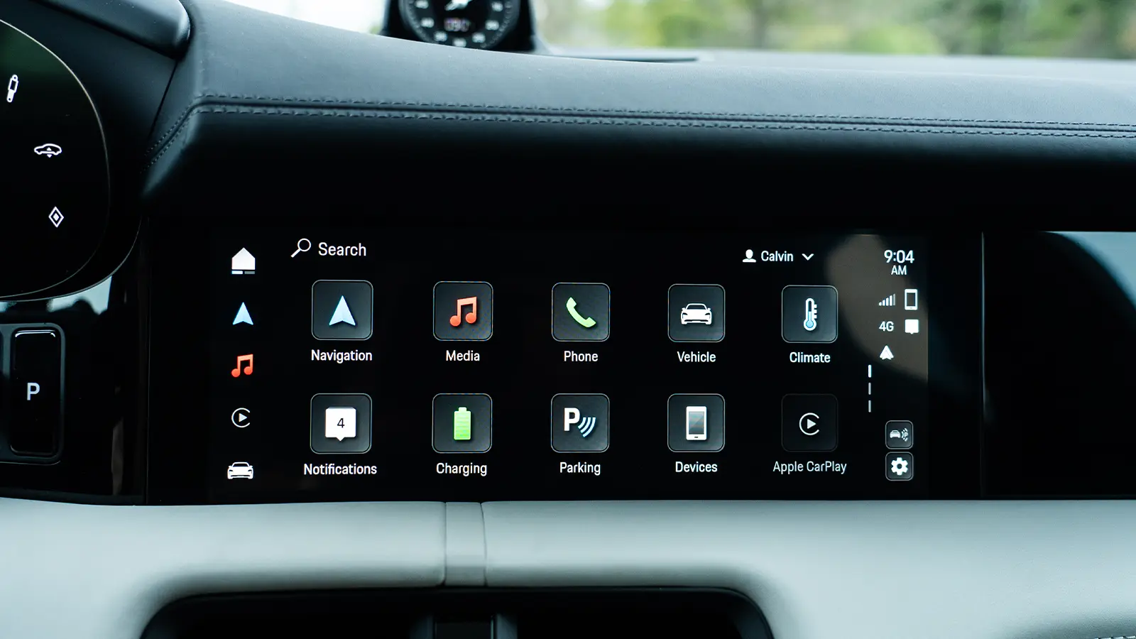 A dark gray 2025 Porsche Taycan GTS-3 driver HUD