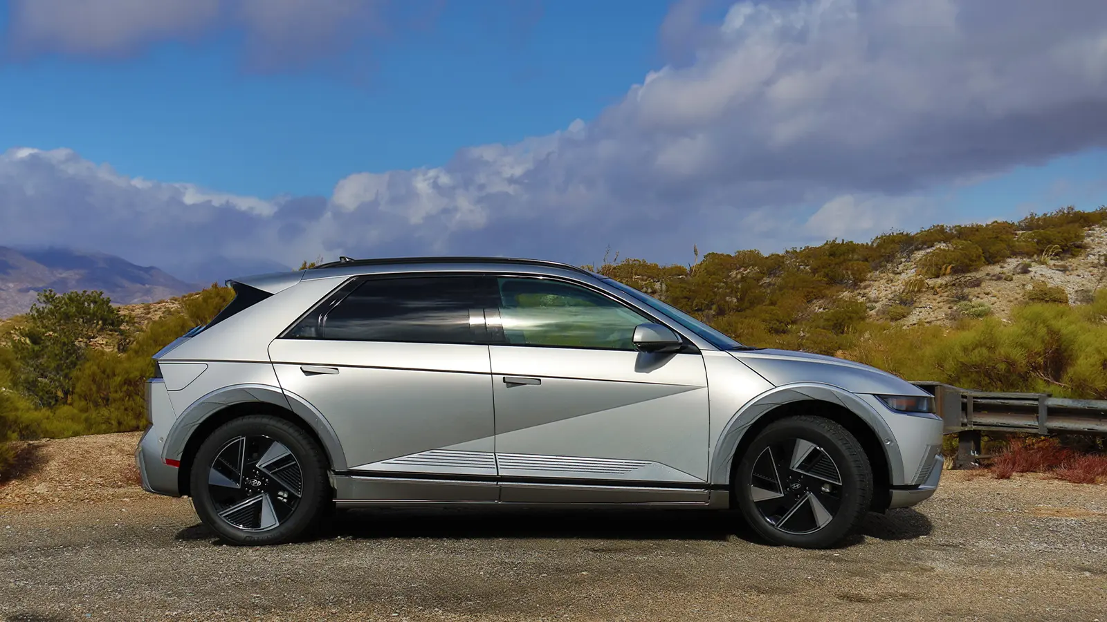 A 2026 silver Hyundai Ioniq 5 side view