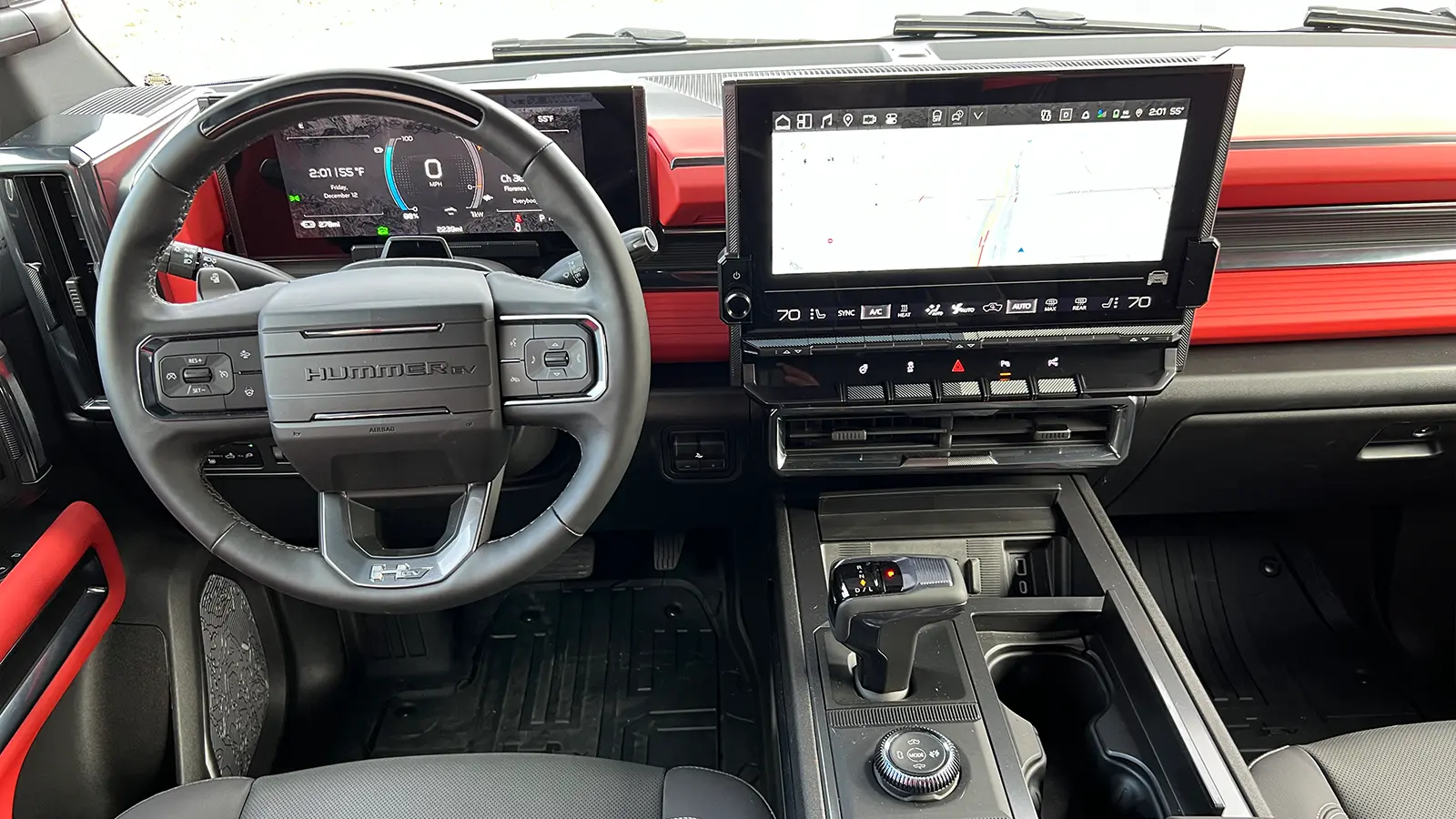 A dark gray 2026 GMC hummer EV pick up HUD view