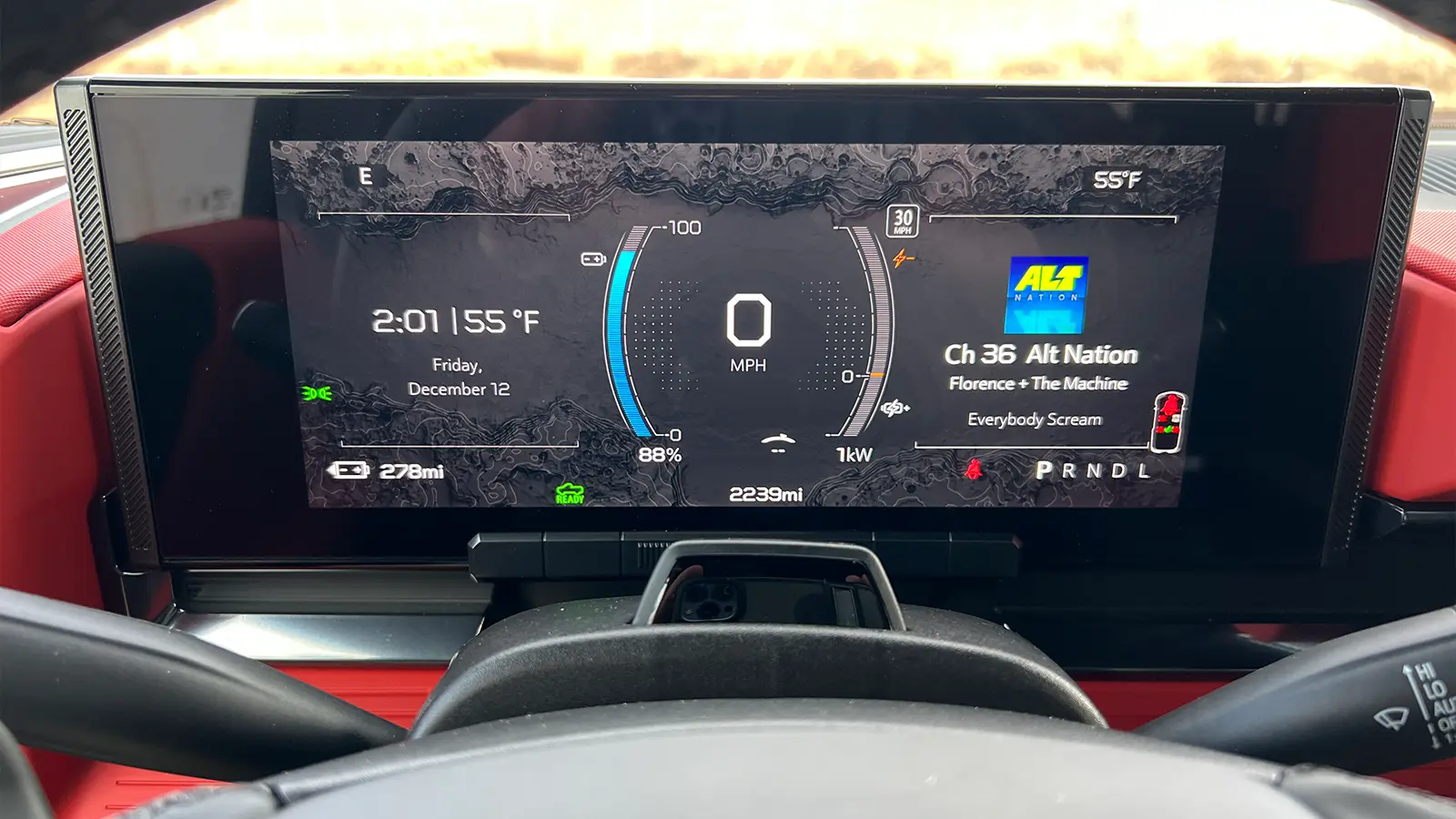 A dark gray 2026 GMC hummer EV pick up speedometer