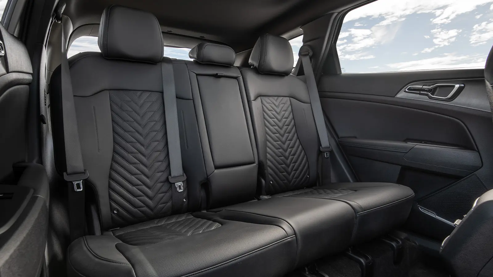 A gray 2026 Kia Sportage interior back seat view