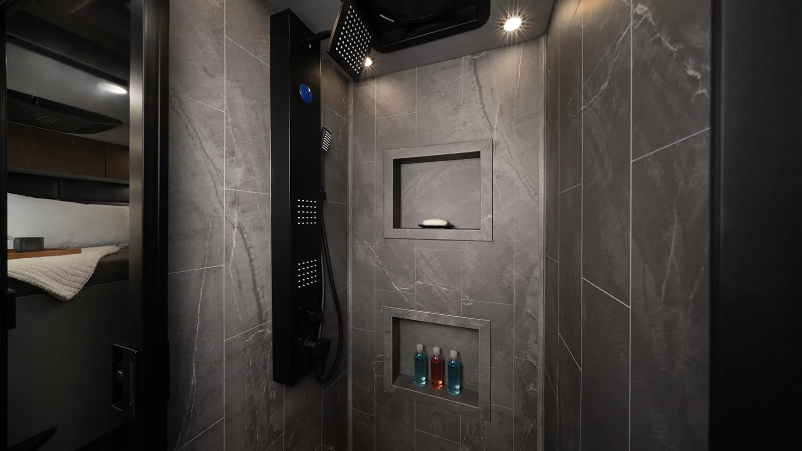 A Entegra Coach shower