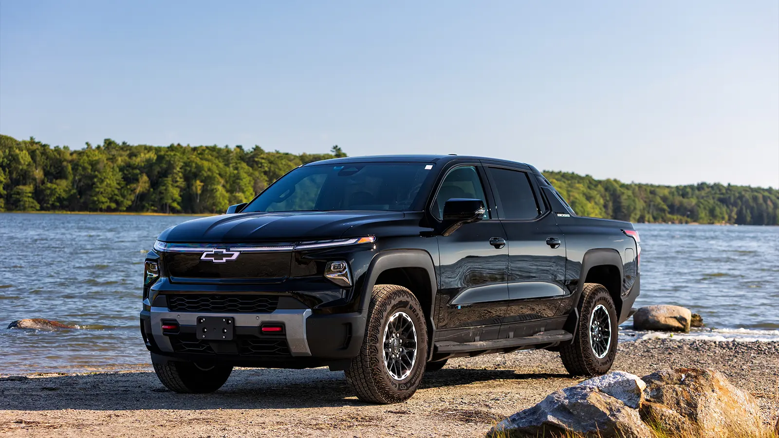 A black 2025 Chevrolet Silverado EV3