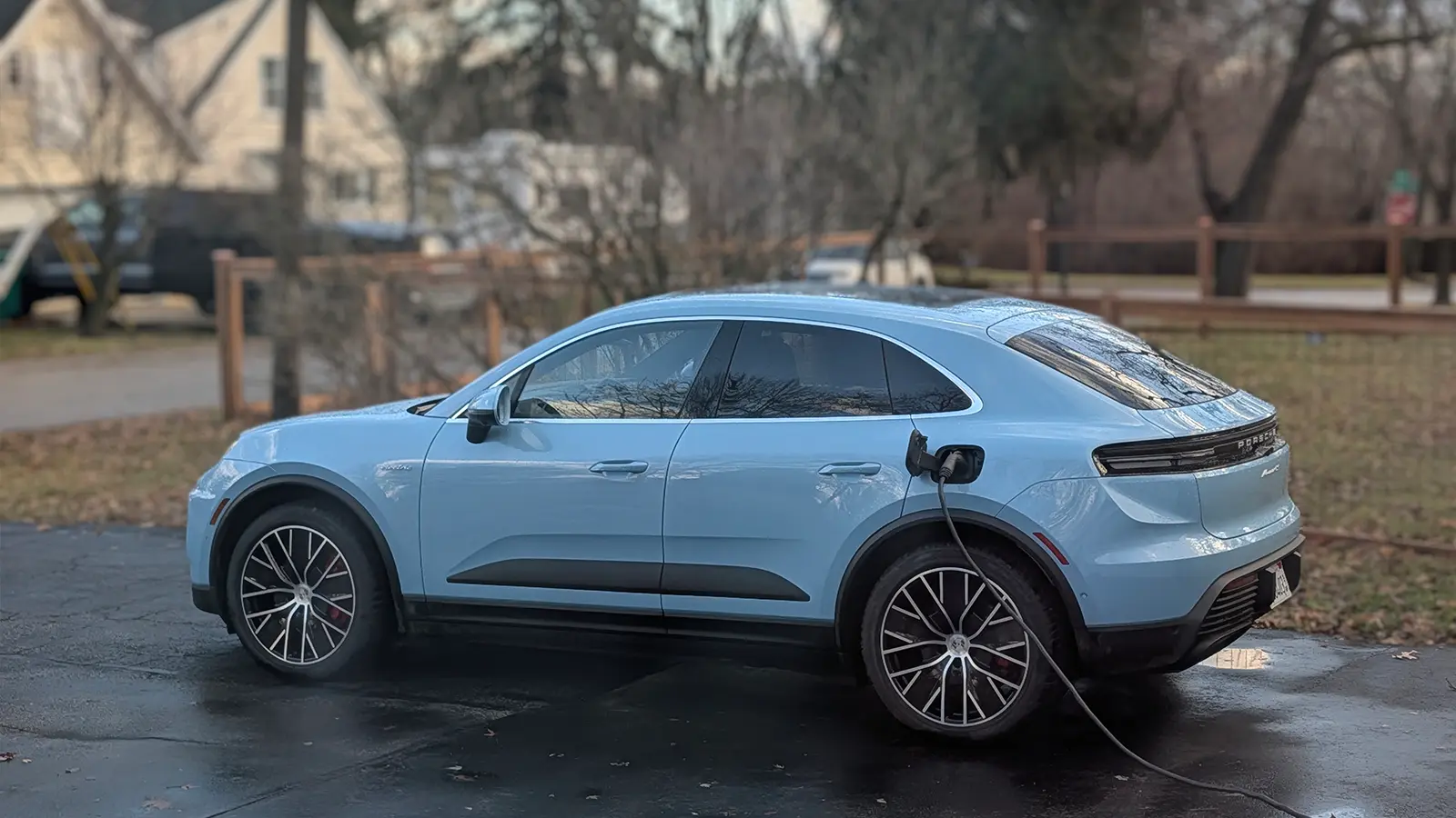 A blue Porsche Macan