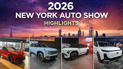 The 2026 New York Auto Show lineup featuring 4 different vehicles