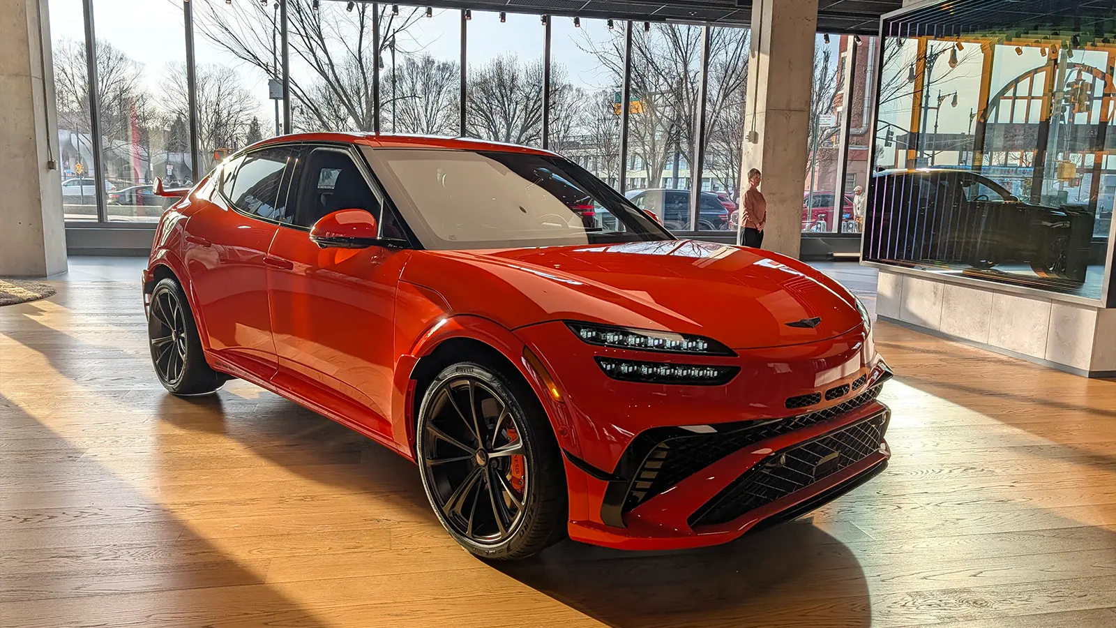 A Genesis GV60 three quarter front view