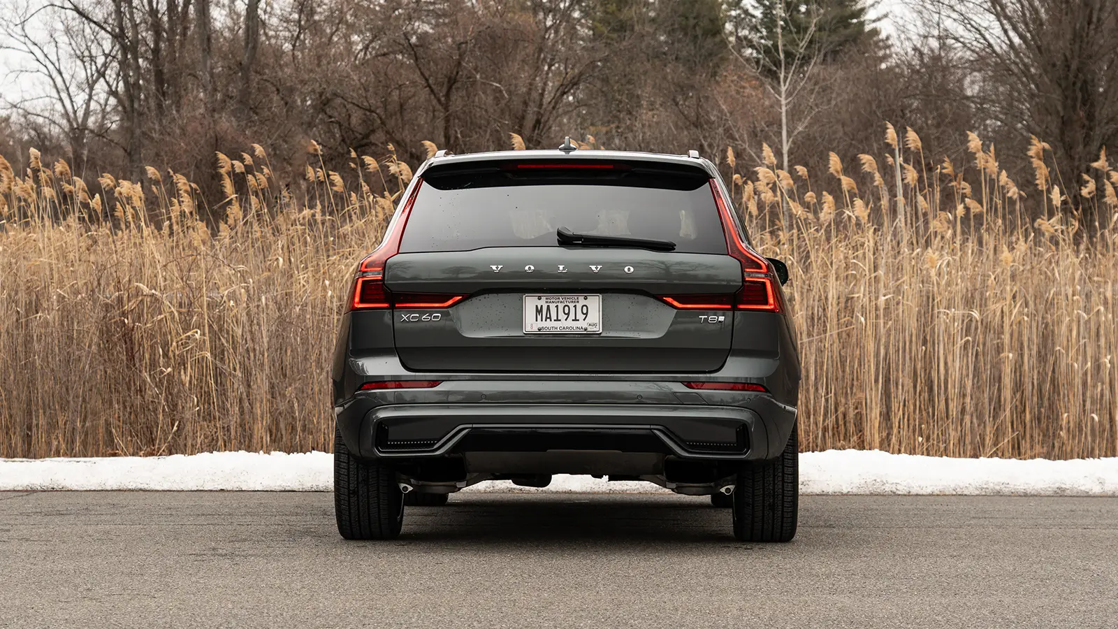 A black 2026 Volvo XC60 T8 rear view