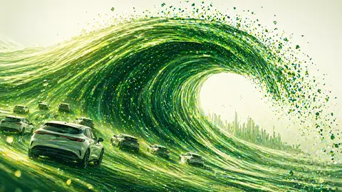 Green wave representing the EV lease return wave