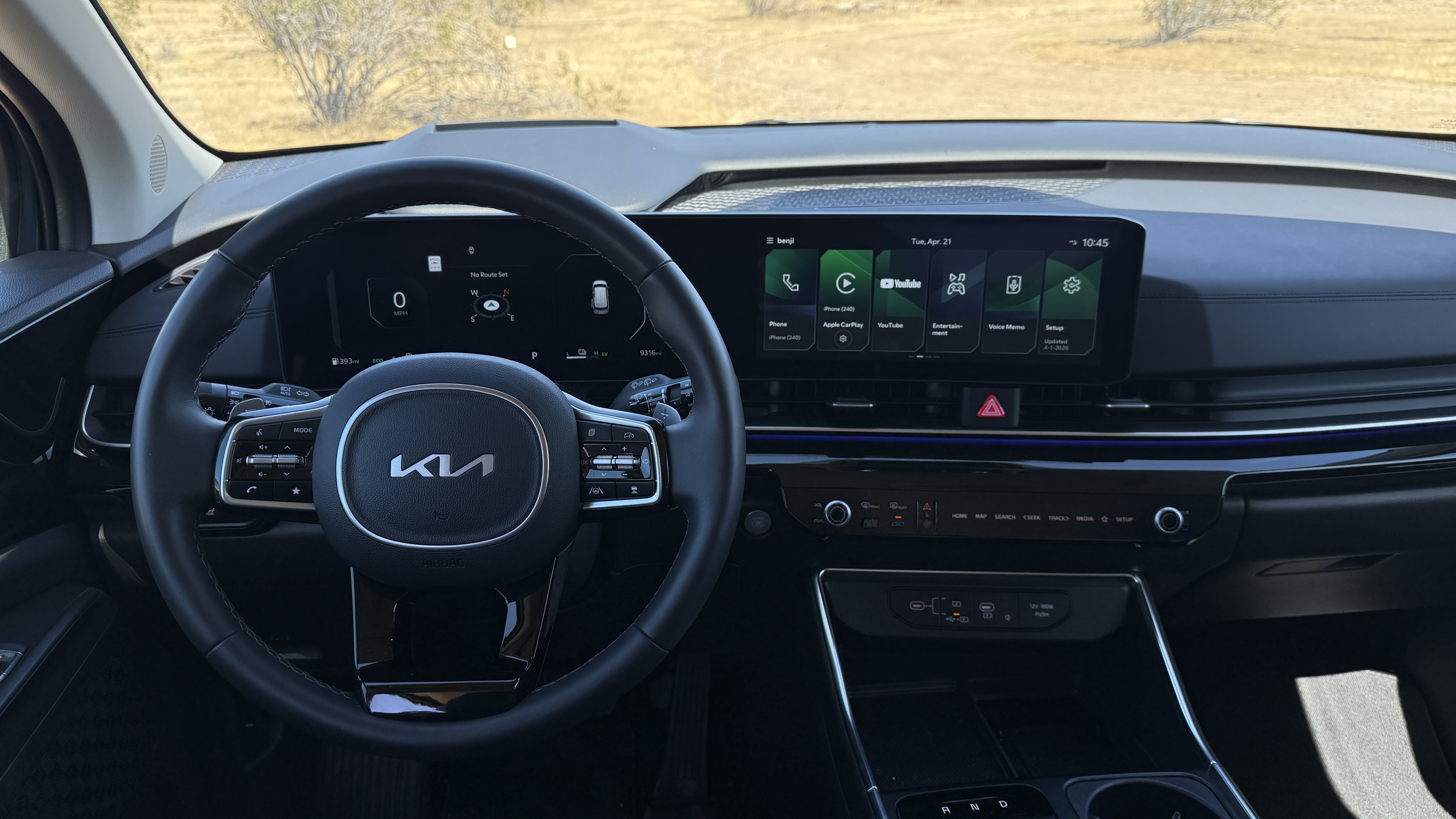 Dashboard of Kia Carnival 2025 showing screen and controls