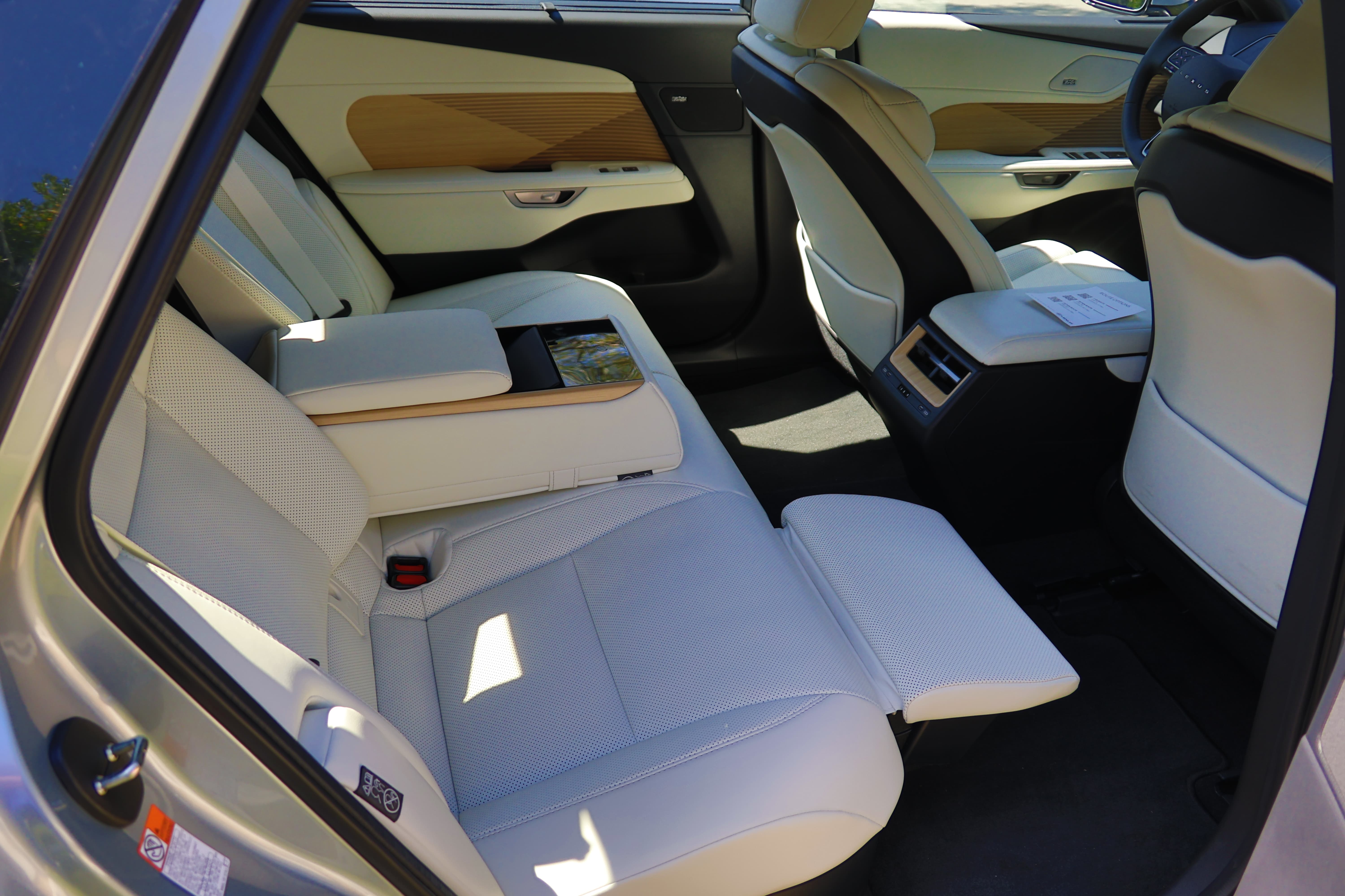 2026 Lexus ES350e ES500e beige interior rear view