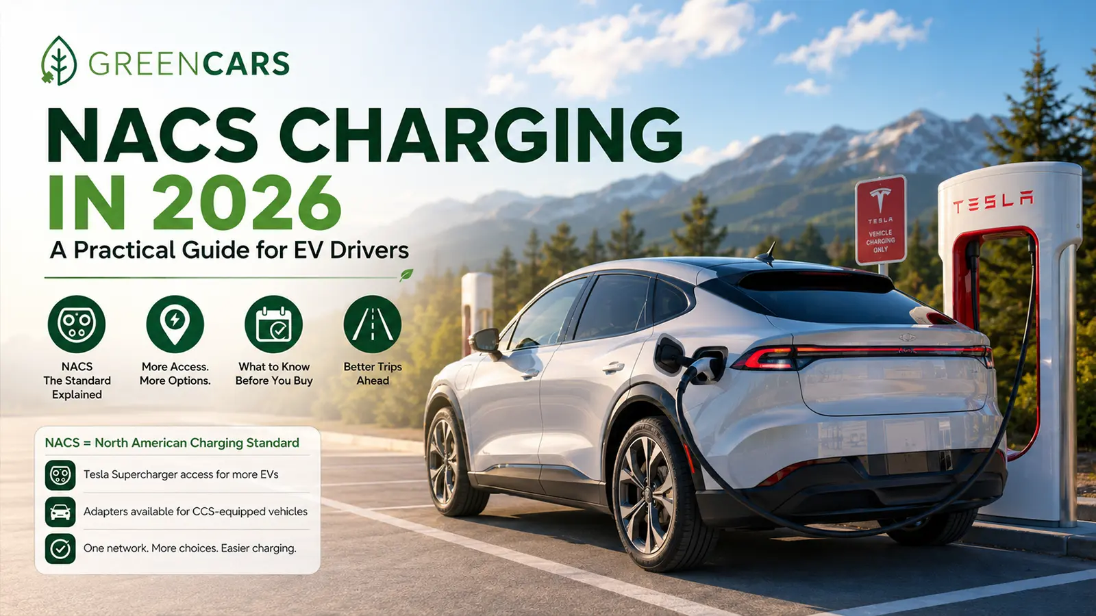A white Tesla Model Y being charged at a charging station.
