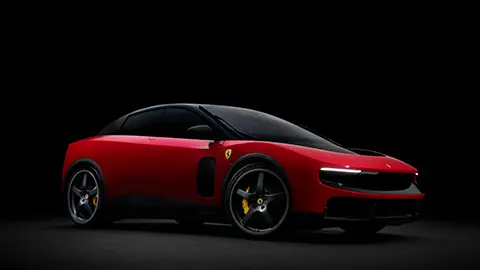 A red Ferrari Luce three quarter front view