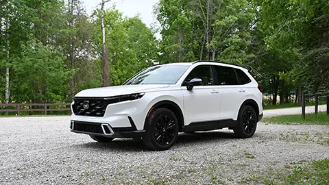 White 2026 Honda CR-V Hybrid Sport parked outdoors